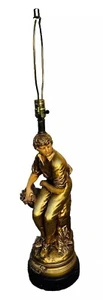 Gold Les Cerises Boy Lamp Reproduction-Working 35” Tall - Picture 1 of 12