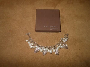 Silpada Sterling Silver 925 Freshwater Pearl Leaf Dangle Bracelet B1631 w/Box - Picture 1 of 8