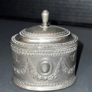 vtg. Silverplated Oval Trinket box With Velet Linning About 4” Height - Picture 1 of 8