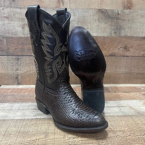 Herren Python Print Western Cowboy Echt Rindsleder Spitz zulaufend Braun Stiefel 096 - Bild 1 von 6