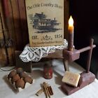 VINTAGE PRIMITIVE COLONIAL  STYLE 1854 OLDE COUNTRY STORE ADVERTISE TEXTILE SIGN