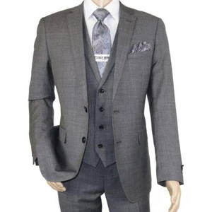 Traje de negocios para hombre Apollo King 3 piezas chaleco SL203 gris texturizado - Imagen 1 de 38