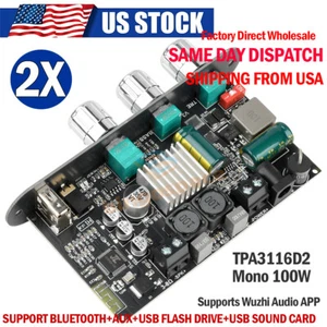 2Pcs ZK-1001U 100W Mono Bluetooth 5.3 Audio Power Amplifier Module TPA3116D2 USA - Picture 1 of 22
