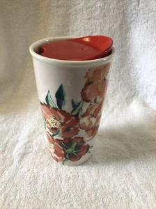 Starbucks ceramic mug 2015 floral 10 oz red lid spring flowers floral - Picture 1 of 5