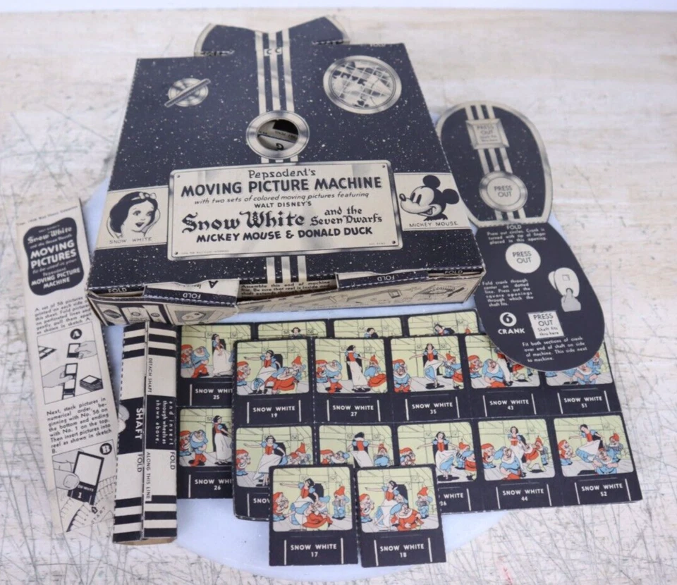 Máquina de imágenes móviles Blancanieves 1938 pasta de dientes Pepsodent Premium Disney EE. UU. Foto 1 de 4