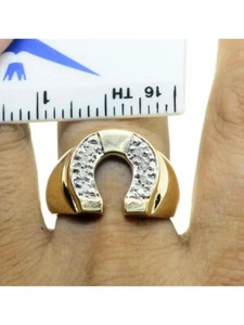 RYLOS Horseshoe Diamond Ring, Sterling Silver or Yellow Gold Plated, Sizes 6-13 - Picture 1 of 7