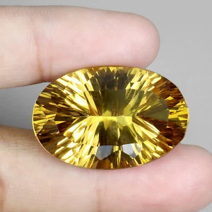 30.83ct Oval Concave Cut Clean Natural Top Yellow Citrine 26x17mm - Picture 1 of 3