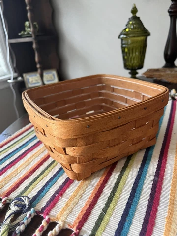 1994 Square 8" Longaberger Basket With Plastic Protector insert Cover