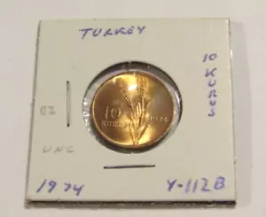 Turkey 1974 10 Kurus unc Bronze Coin - Picture 1 of 5