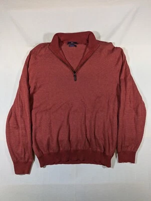 Suéter Vineyard Vines Para Hombre XL Pullover Thaxter Rayas Cuarto Cremallera Rojo Cachemira Foto 1 de 4