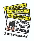 WARNING PROTECTED BY OWNER STICKER SET OF 3 DECALS TOOL BOX SEXY PINUP TINS USA