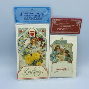 2 Merrimack Victorian Pop Up Greetings Cards 1980’s NIP - Bild 1 von 5