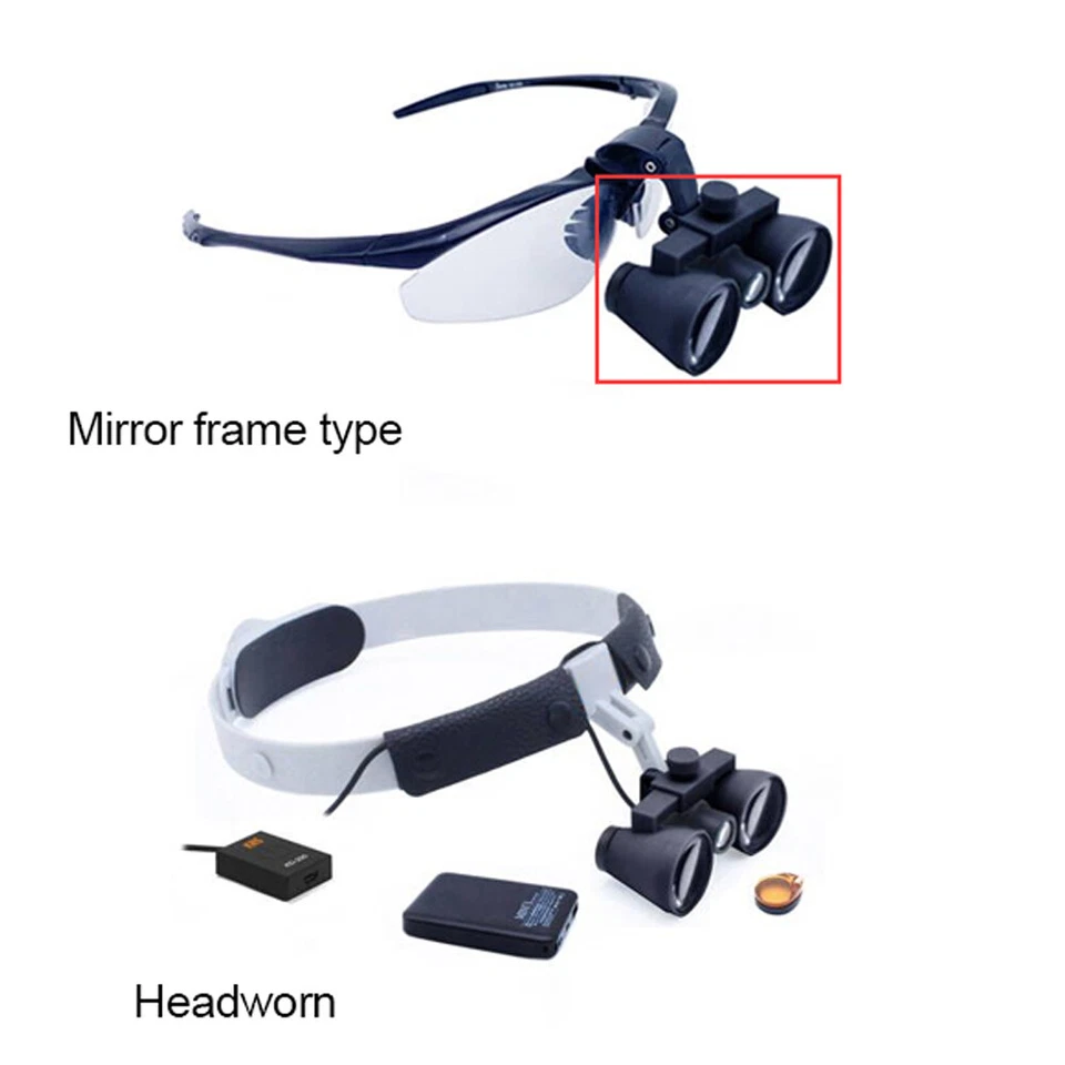 Lupas dentais 2,5X 340/420/500mm distância de trabalho lupa farol 3W - Imagem 1 de 4