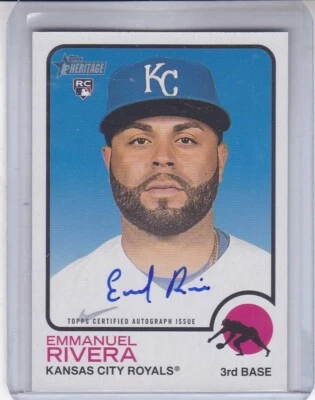 EMMANUEL RIVERA 2022 TOPPS HERITAGE HIGH # REAL ONE RC AUTOGRAPH ROYALS - Image 1 of 2
