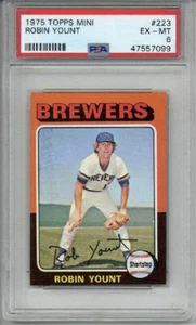 1975 TOPPS MINI #223 ROBIN YOUNT ROOKIE RC BASEBALL CARD BREWERS PSA 6 LOW POP - Picture 1 of 2