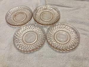 Pink Depression Glass Saucers - Urban's Liberty Flour  Buffalo, New York - Picture 1 of 14