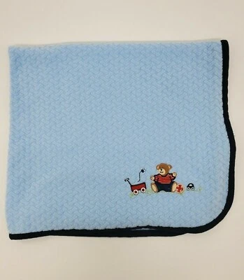 Rene Rofe Manta Bebé Niño Azul Texturizado Coche Oso Bola Vagón Abeja Seguridad B21 Foto 1 de 4