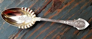 Angelo by Wood and Hughes Sterling Silver Berry Spoon GW Bright-Cut Fluted 9 1/4 - Picture 1 of 5