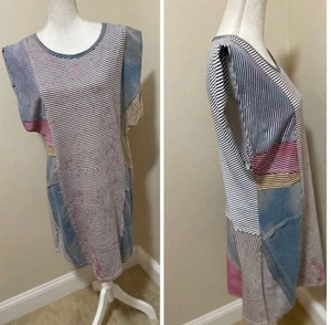 NWT Anthropology Daily Practice Patchwork Striped Cotton T-shirt Dress Size M - Picture 1 of 8