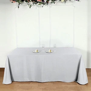 SILVER Polyester 90x156" Rectangle TABLECLOTHS Light Gray Party Home Linens SALE - Picture 1 of 8