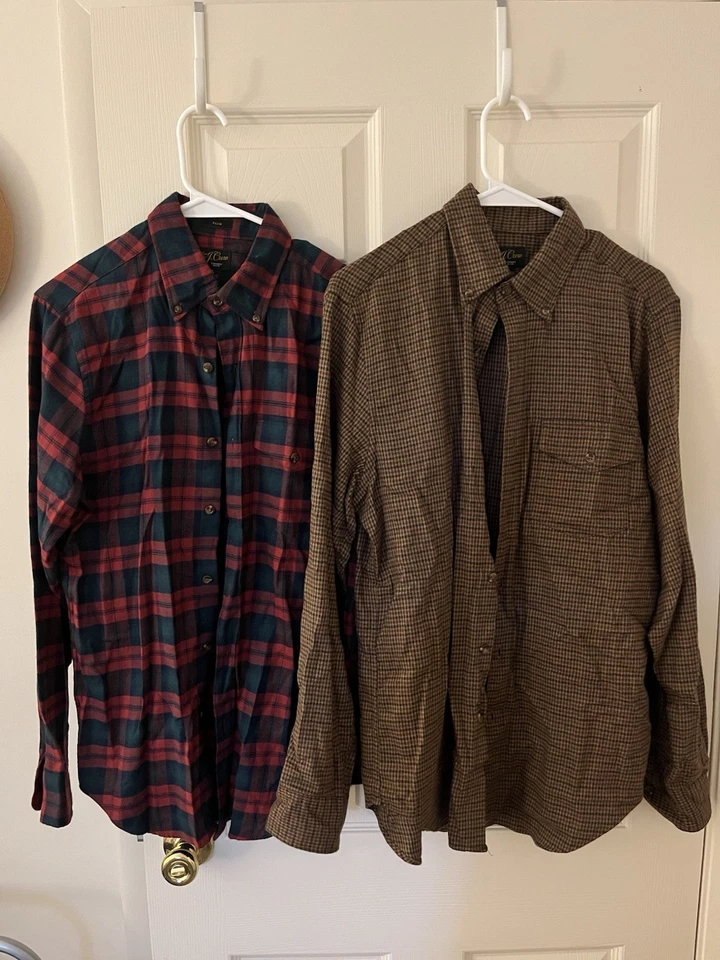 2x J. Camisa de franela a cuadros Crew de mezcla de algodón y cachemira para hombre pequeña precio de venta sugerido por el fabricante $149 Foto 1 de 3