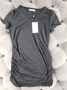 SmallShow Maternity Top Small Solid Black Short Sleeve Rayon/ Spandex - Picture 1 of 4