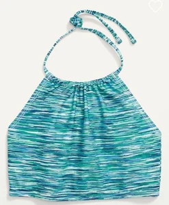 Bikini Swim Top XS Girls Cool Space Dye blue New Old Navy Printed Strappy-Back - Picture 1 of 3