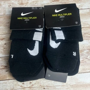 Calcetines al tobillo Nike Multiplicador 2 pares negros blancos para hombre 6-8 mujeres 6-10 M SX7556010 - Imagen 1 de 3