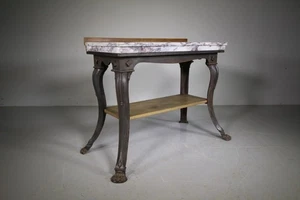 Shapely 19th Century Antique Iron & Marble Table - Picture 1 of 7