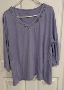 Chico's Lavender V-Neck 3/4 Sleeve Top - Size 3 - Picture 1 of 3
