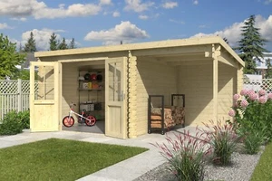 Gartenhaus Blockhaus Anbau Freisitz TAMPA 28 mm 501x312 cm Lasita - Bild 1 von 5