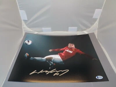 Foto firmada por Wayne Rooney Manchester United 11x14 fútbol automático Beckett certificado de autenticidad BAS 1A Foto 1 de 4