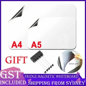 A4 A5 Fridge Magnetic Whiteboard + Board Pen Marker Eraser Memo Reminder Magnet - Picture 1 of 20
