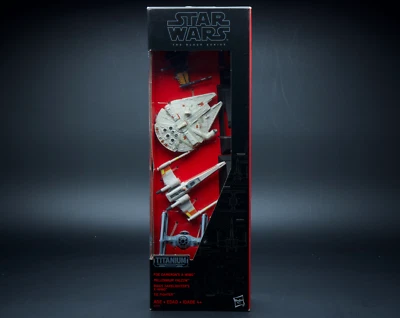 LOTE DE 4 PIEZAS STAR WARS THE TITANIUM BLACK SERIES FALCON X-WING TIE FIGHTER Foto 1 de 4