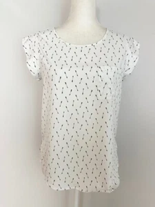 Papaya Damen Bluse Größe S weiß schwarz Pfeile U-Ausschnitt kurze Flügelärmel - Bild 1 von 11