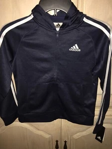 NWT Adidas Boys Youth Dark Navy Track Zip Up Jacket Small (size 8) - Picture 1 of 3