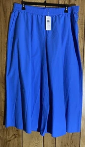 NWT EILEEN FISHER XL Calypso Blue Wide Leg Crop Pants Organic Cotton Poplin - Picture 1 of 4