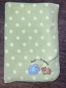 Circo Green Baby Blanket Polka Dot Best Friends Elephant Lion 2011 Fleece Target - Picture 1 of 4