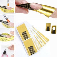 100Pcs Golden Nail Art Tips Extension Forms Guide French DIY Tool Acrylic UV Gel