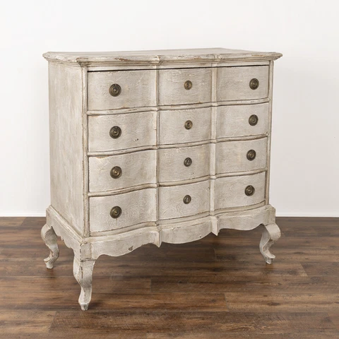 Antique Rococo Oak Large Chest of Drawers Painted Gray Cover