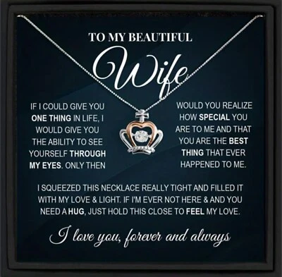 To My Beautiful Wife Heart Necklace, Birthday Gift For Wife, Christmas Gift - Image 1 of 4