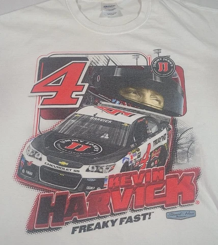 Vintage KEVIN HARVICK Shirt Mens S to 5XL White #4 NASCAR Stewart Haas Racing Cover