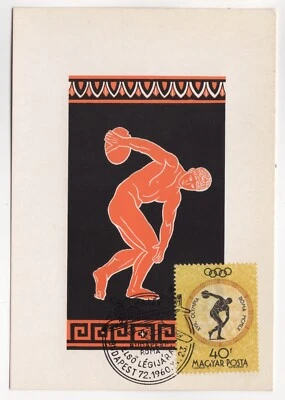 23 de noviembre 1960. Tarjeta conmemorativa. Juegos Olímpicos, Roma. Disco. Foto 1 de 2