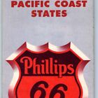 1953 Pacific Coast States Phillips 66 Road Map Gas North &amp; South West +Canada 4D