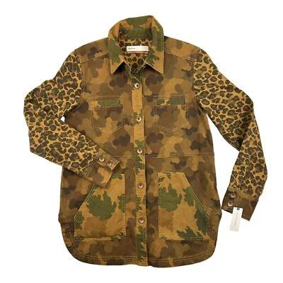 Jaqueta Anthropologie Pilcro Feminina XS Marrom Camuflagem Estampa de Leopardo Cinto Shacket - Imagem 1 de 4
