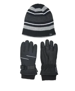 NWT ZeroXposur Boys Striped Reversible Beanie Winter Gloves Set Size: S/M - Picture 1 of 1