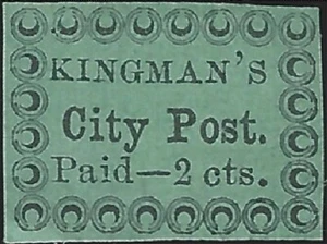 US Scott #4LB14 Mint VF 2Cent 1851-58 Kingman's City Post Carrier Stamp - Picture 1 of 1