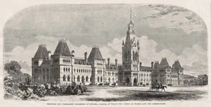 Piedra angular del edificio del Parlamento de Ottawa Canadá Príncipe de Gales Royal Tour 1860 - Imagen 1 de 1
