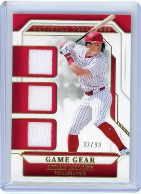 2025 Panini National Treasures #GGT-AM Aidan Miller Game Gear Triple Patch 32/99 - Image 1 of 2