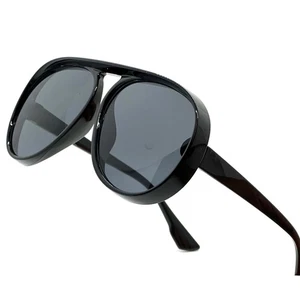 Luxus Sonnenbrille rundes Gestell schwarz modischer Stil Sonnenbrillen Streetwear Outdoor neu - Bild 1 von 7